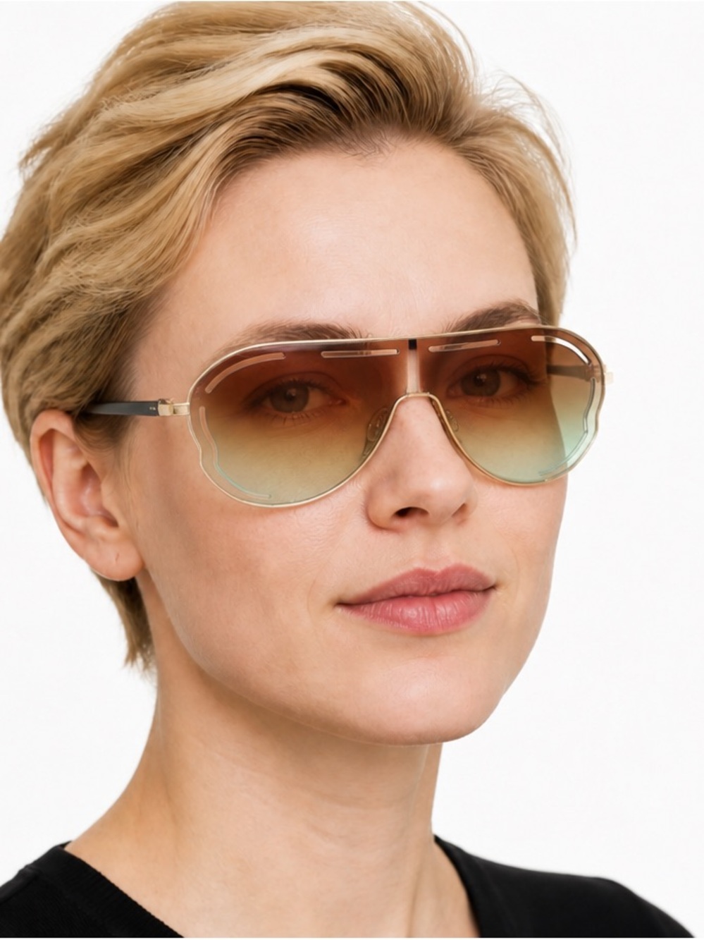 Aviator Gradient Brown to Green Women's Sunglasses (8-5) UV 400